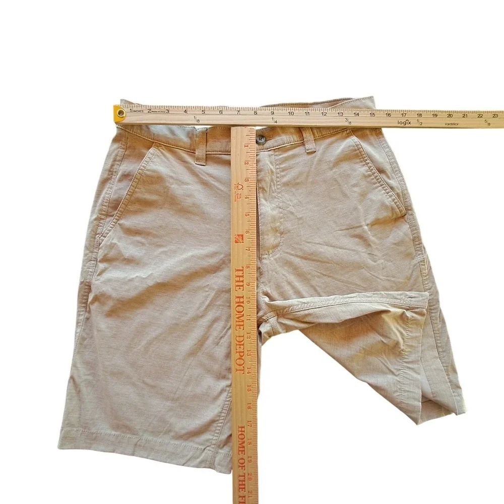 Eddie Bauer Mens 32 Horizon Guide‎ Chino Shorts Tan Khaki Stretch Nylon D1053065